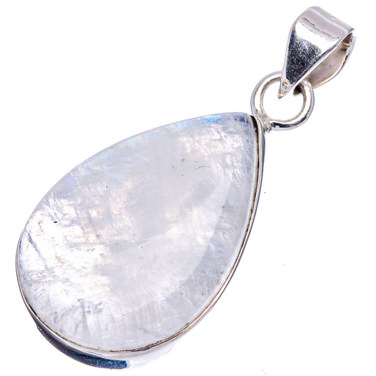 Opalescent moonstone teardrop pendant with silver bail and loop, .925 sterling silver