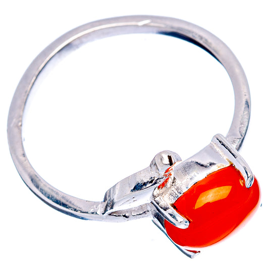 Sterling silver bird ring with round red carnelian stone, size 5.75