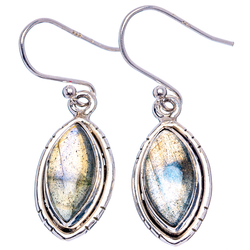 Labradorite Earrings 1 3/8" (.925 Sterling Silver)