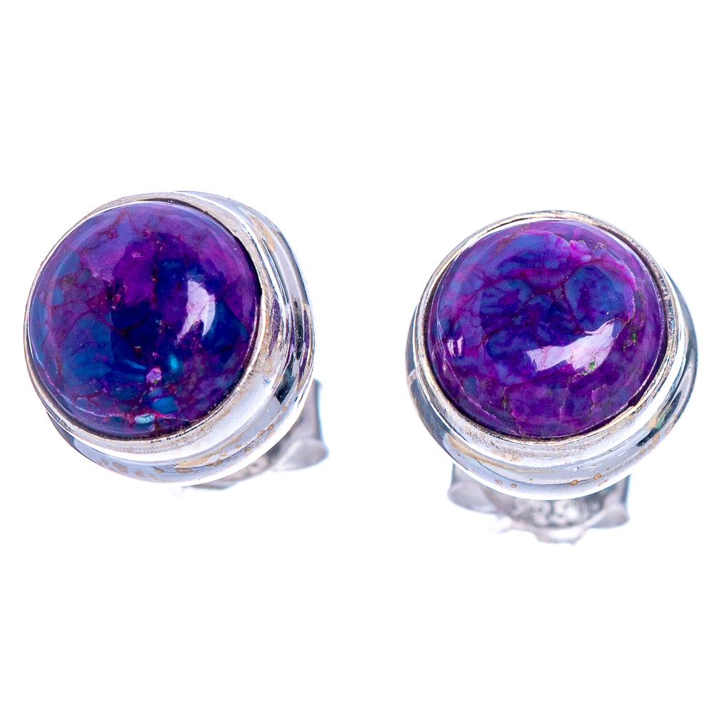 Purple Copper Composite Turquoise Earrings 3/8" (925 Sterling Silver) E433558