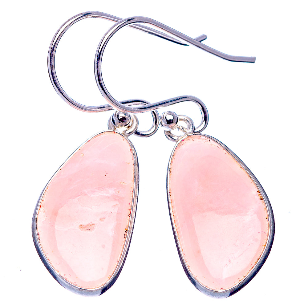 Sterling silver pink teardrop opal earrings with polished hooks