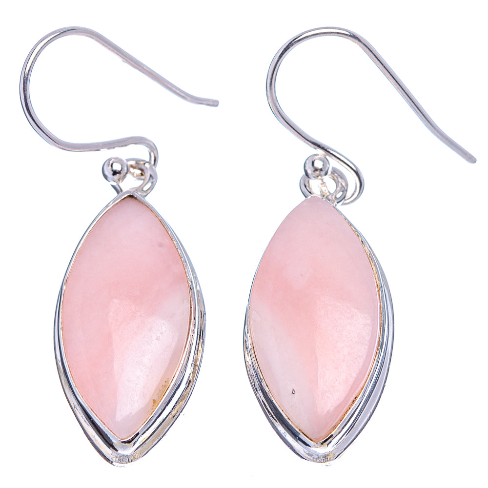Pink Opal Earrings 1 3/8" (.925 Sterling Silver)