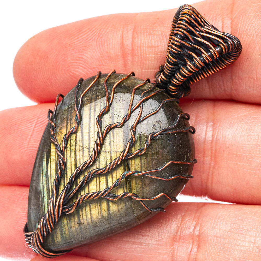 Labradorite Tree of Life Pendant 2" (Oxidized Copper)