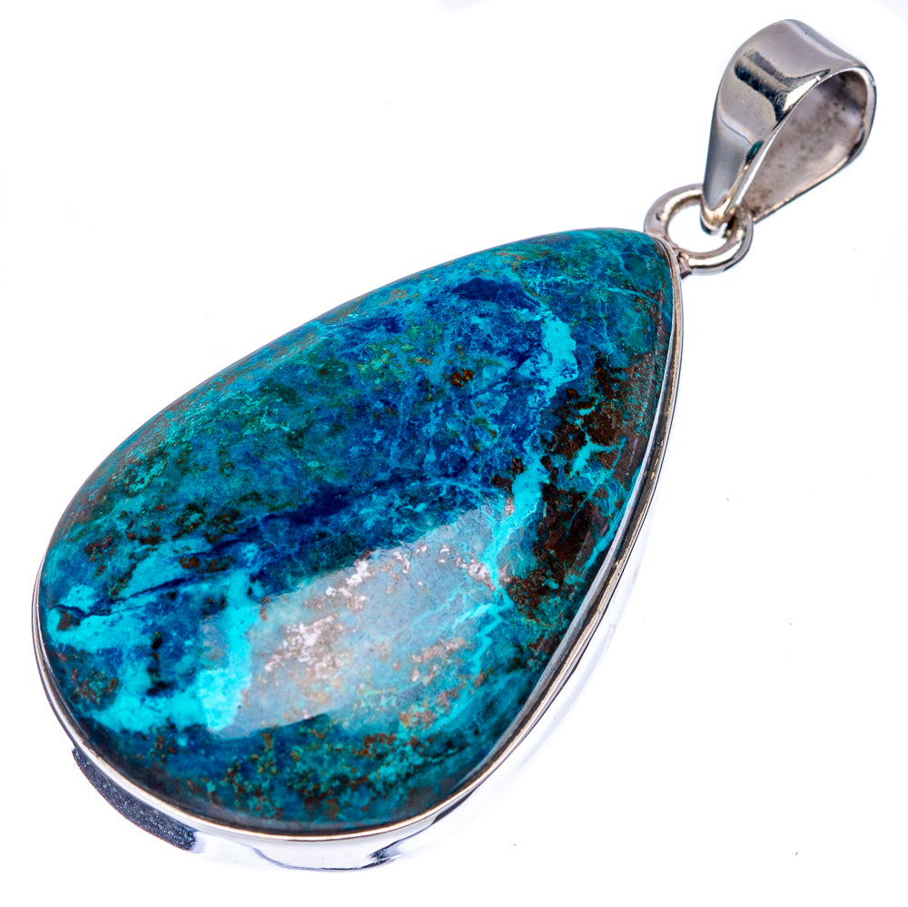 Premium Chrysocolla Pendant 1 7/8" (.925 Sterling Silver)