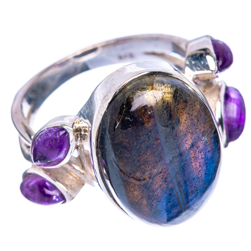 Labradorite, Amethyst Ring Size 6 (925 Sterling Silver) R144707