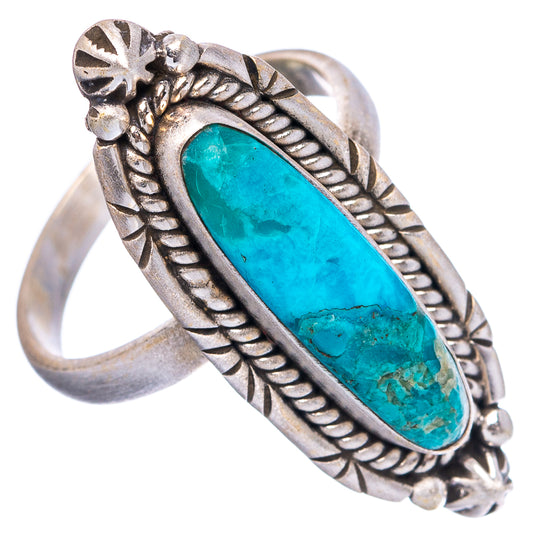 Turquoise oval stone sterling silver adjustable ring with carved rope border and open shank