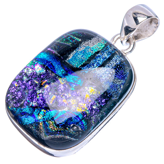 Dichroic Glass Pendant 1 3/8" (925 Sterling Silver) P43066