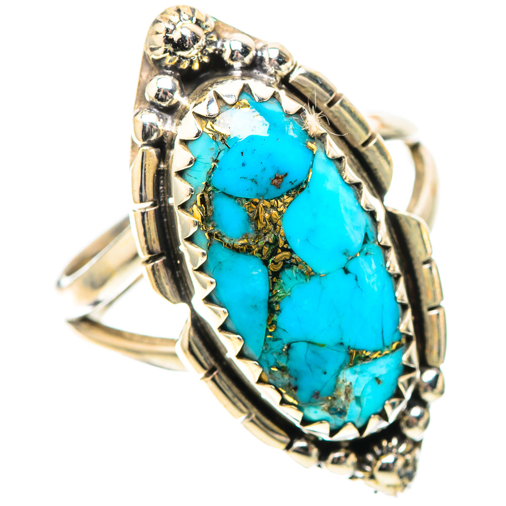 Blue Copper Composite Turquoise 925 Sterling Silver Ring Size 7.5 (925 Sterling Silver) RING139358