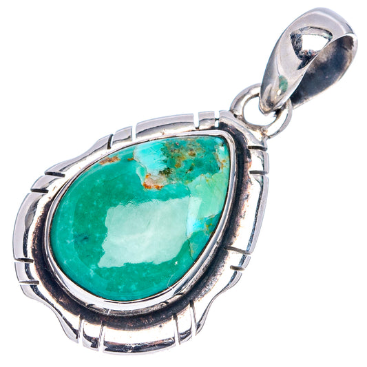 Turquoise oval pendant with .925 sterling silver frame and hanging bail