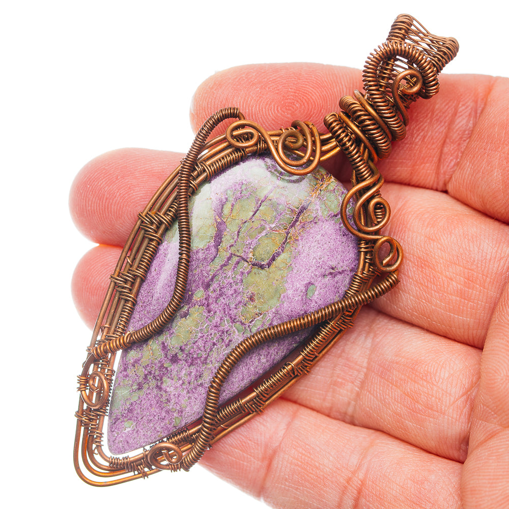 Stichtite Wire Wrap Pendant 3 1/4" (Copper)