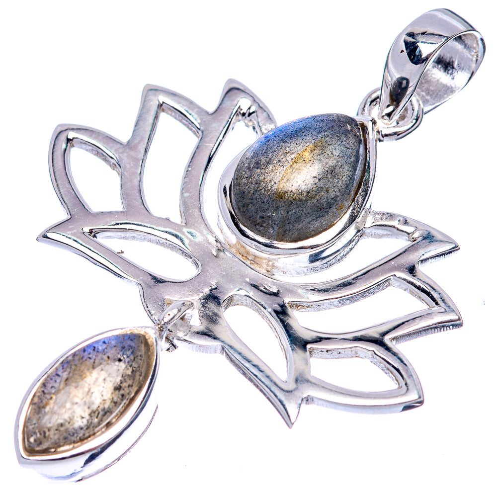 Labradorite Lotus Dainty Pendant 1 5/8" (925 Sterling Silver) P43566