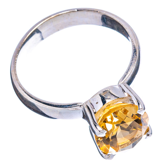 Size 6 faceted citrine ring, .925 sterling silver band with oval golden gemstone