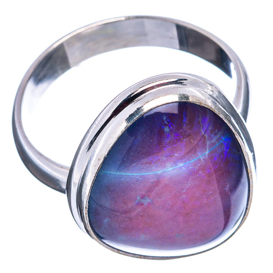 925 sterling silver opal triplet ring, purple-blue oval stone, size 8.5