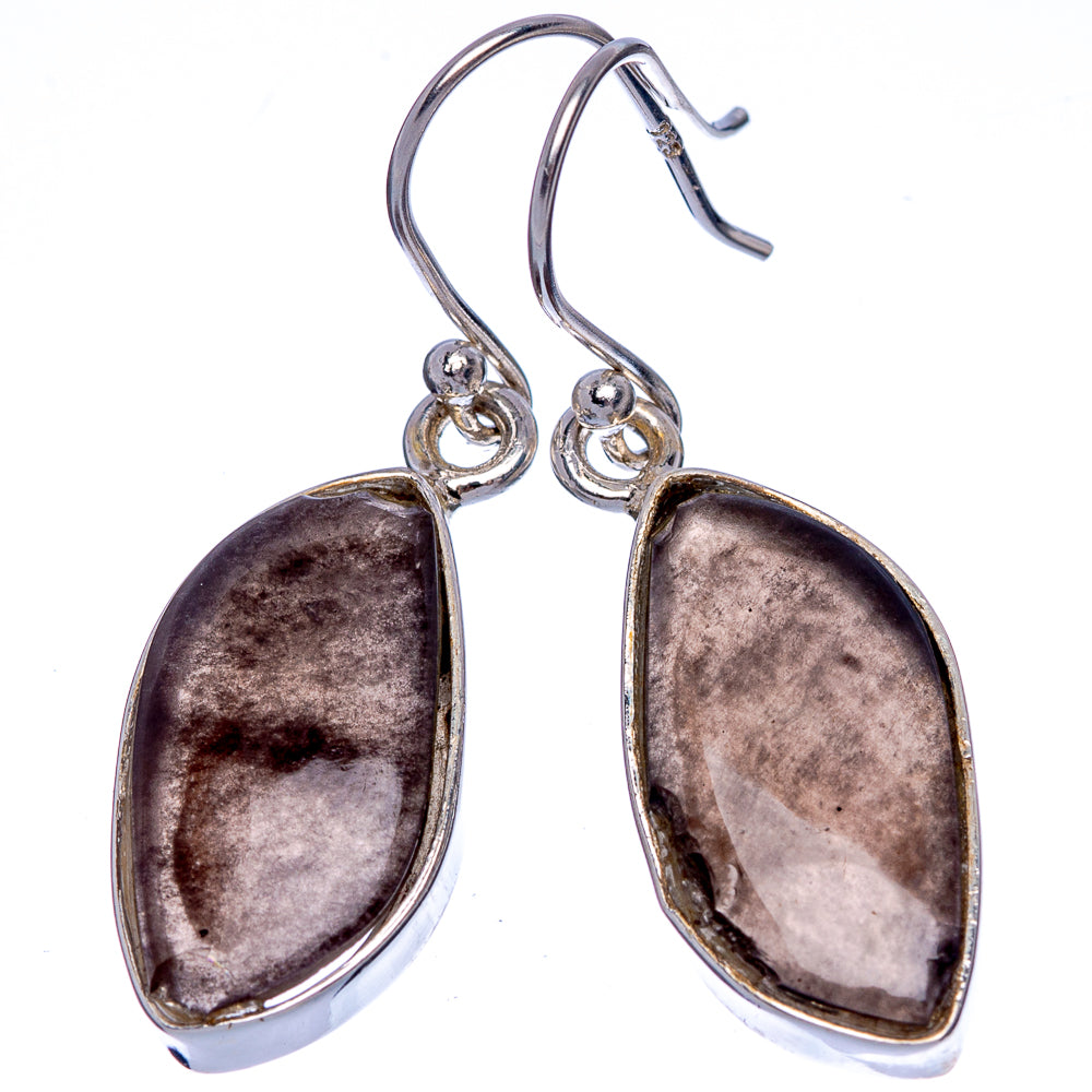 Gold Sheen Obsidian Earrings 1 1/2" (925 Sterling Silver) E433303