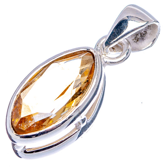 Sterling silver oval citrine pendant with faceted gemstone and small bail loop