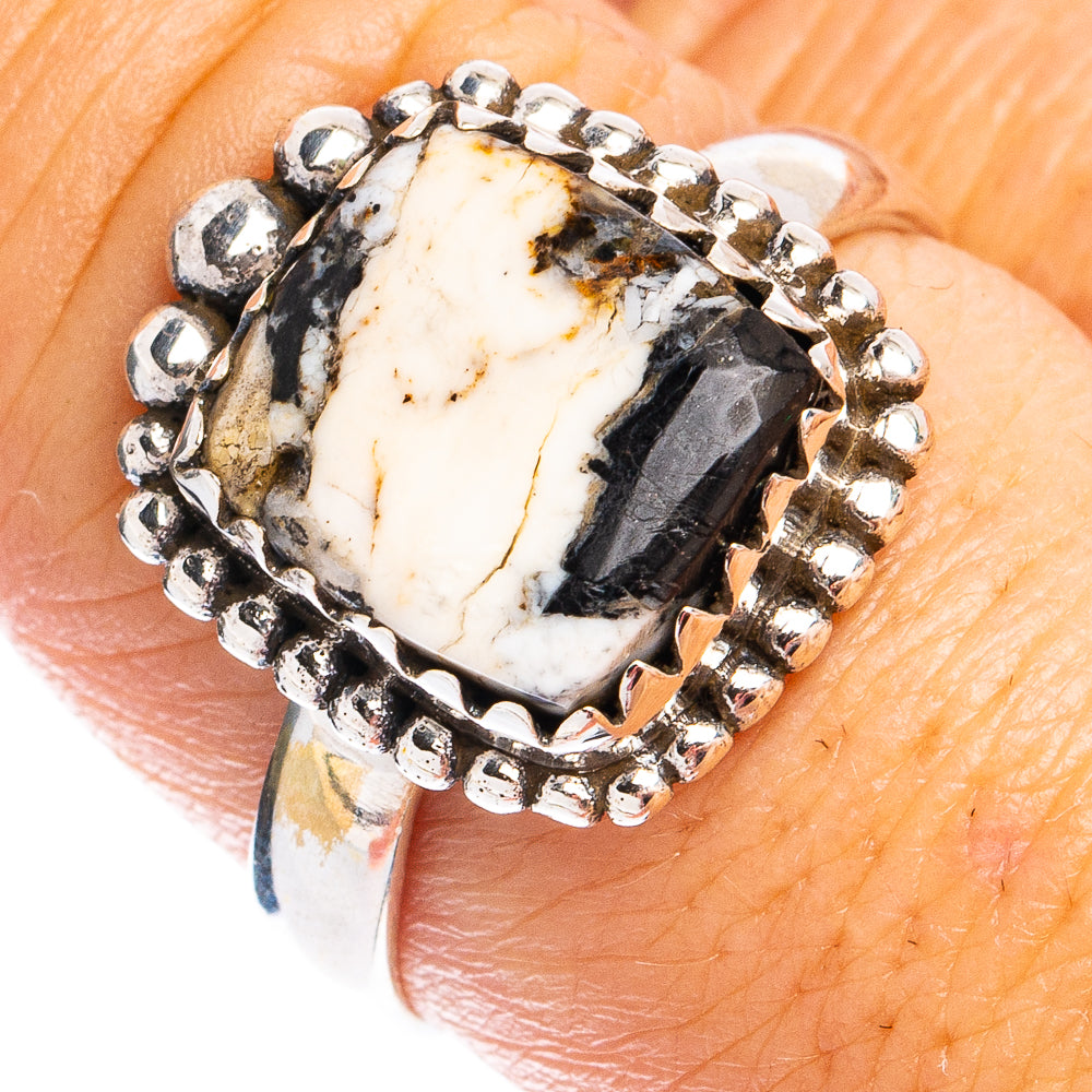 White Buffalo Turquoise Ring Size 8.75 (925 Sterling Silver) R8379