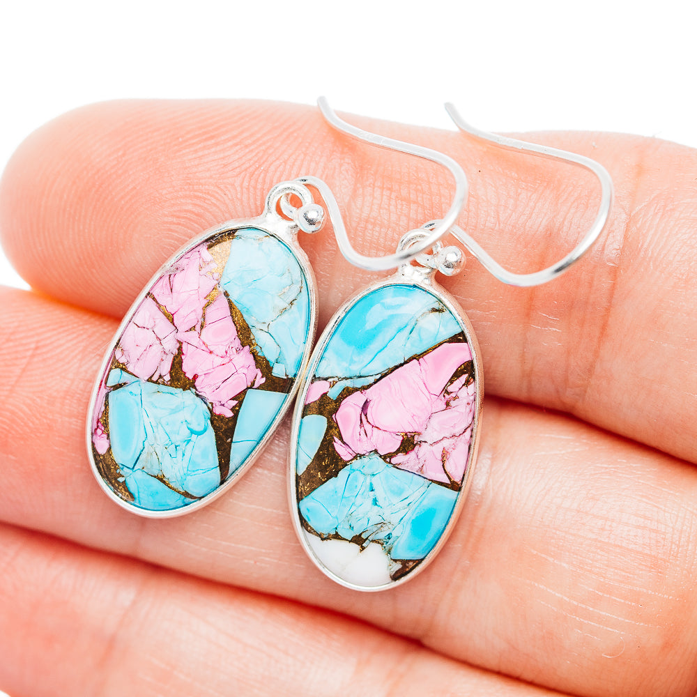 Cotton Candy Turquoise Earrings 1 1/2" (.925 Sterling Silver)
