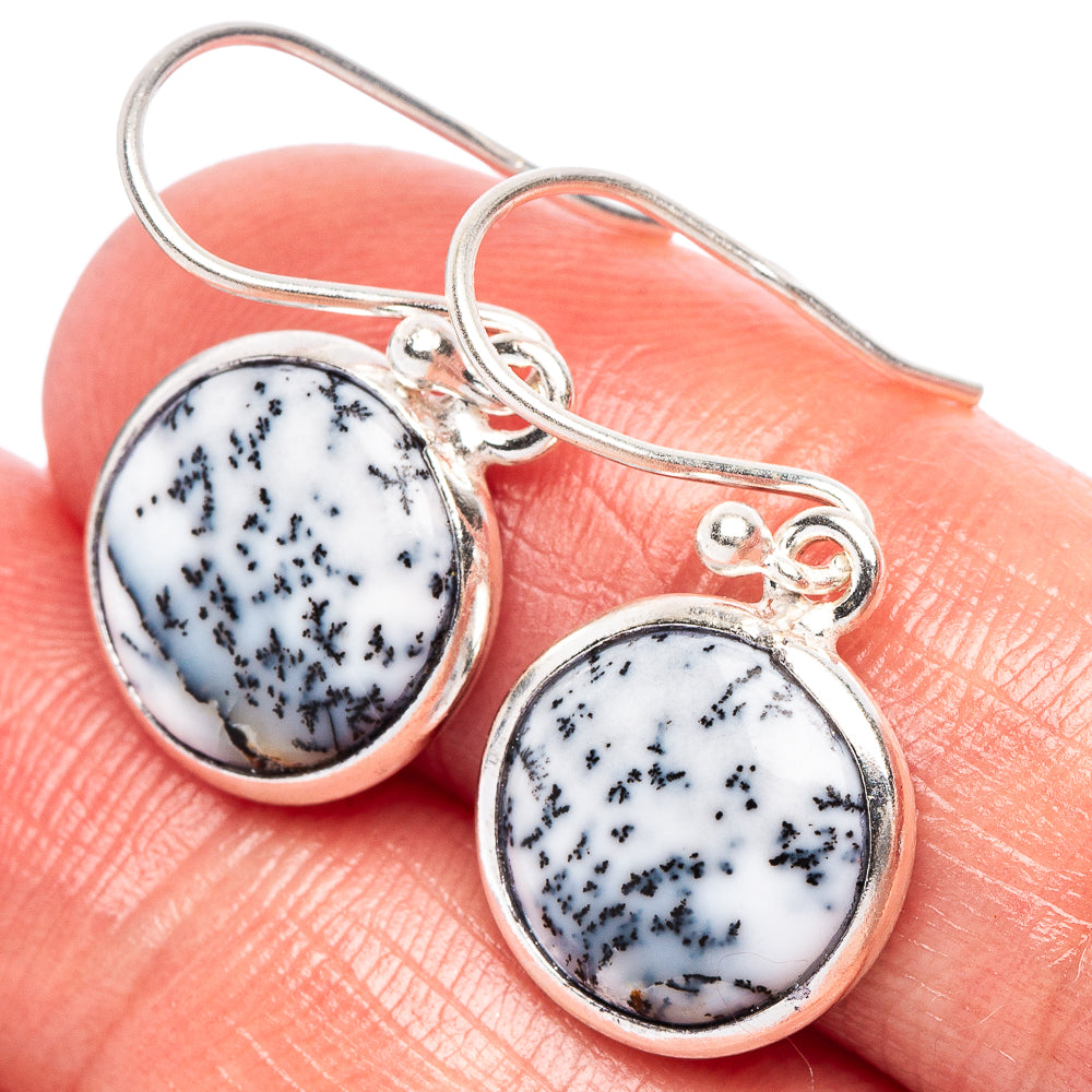 Dendritic Opal Earrings 1 1/8" (925 Sterling Silver) E2340