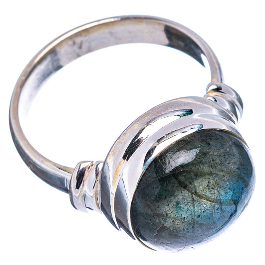 Size 6 labradorite ring, .925 sterling silver with ridged twisted band and oval stone