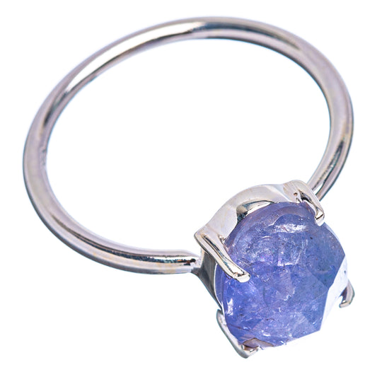 Tanzanite ring with .925 sterling silver band and faceted blue-violet oval gemstone