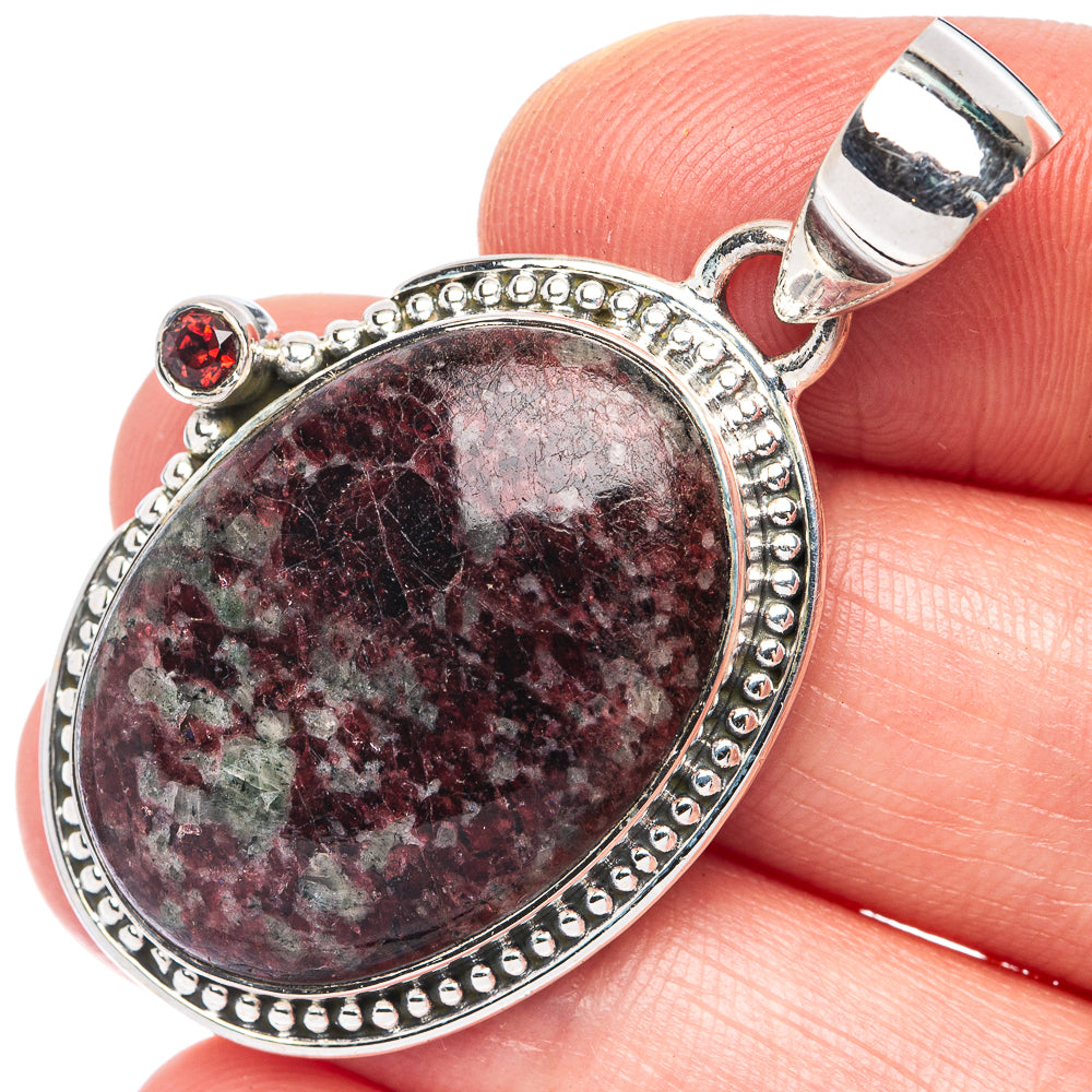 Russian Eudialyte, Garnet Pendant 1 3/4" (925 Sterling Silver) P44351