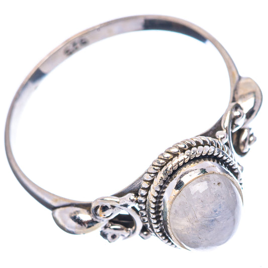 Silver moonstone ring, oval stone set in braided frame with curved band and side details