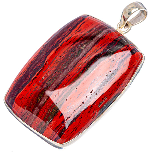 Rectangular red jasper pendant with silver bezel and loop bail