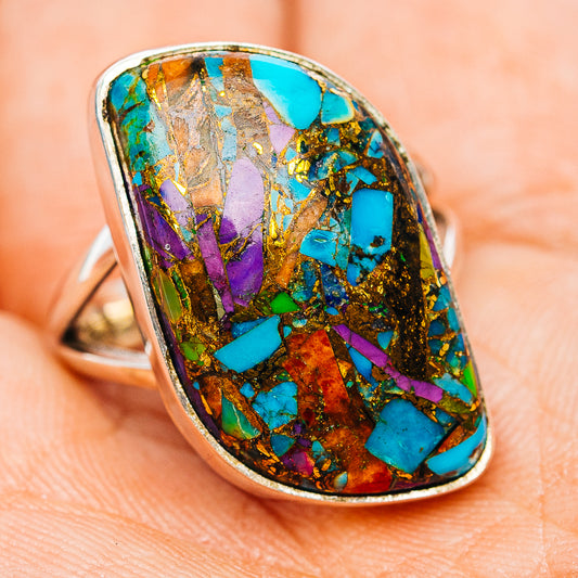 Premium Multi Dahlia Turquoise Ring Size 7.75 (.925 Sterling Silver)
