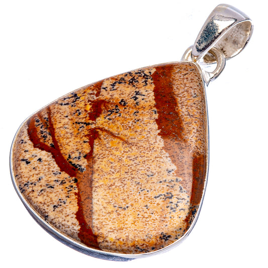Teardrop picture jasper pendant with .925 sterling silver bail and edge bezel
