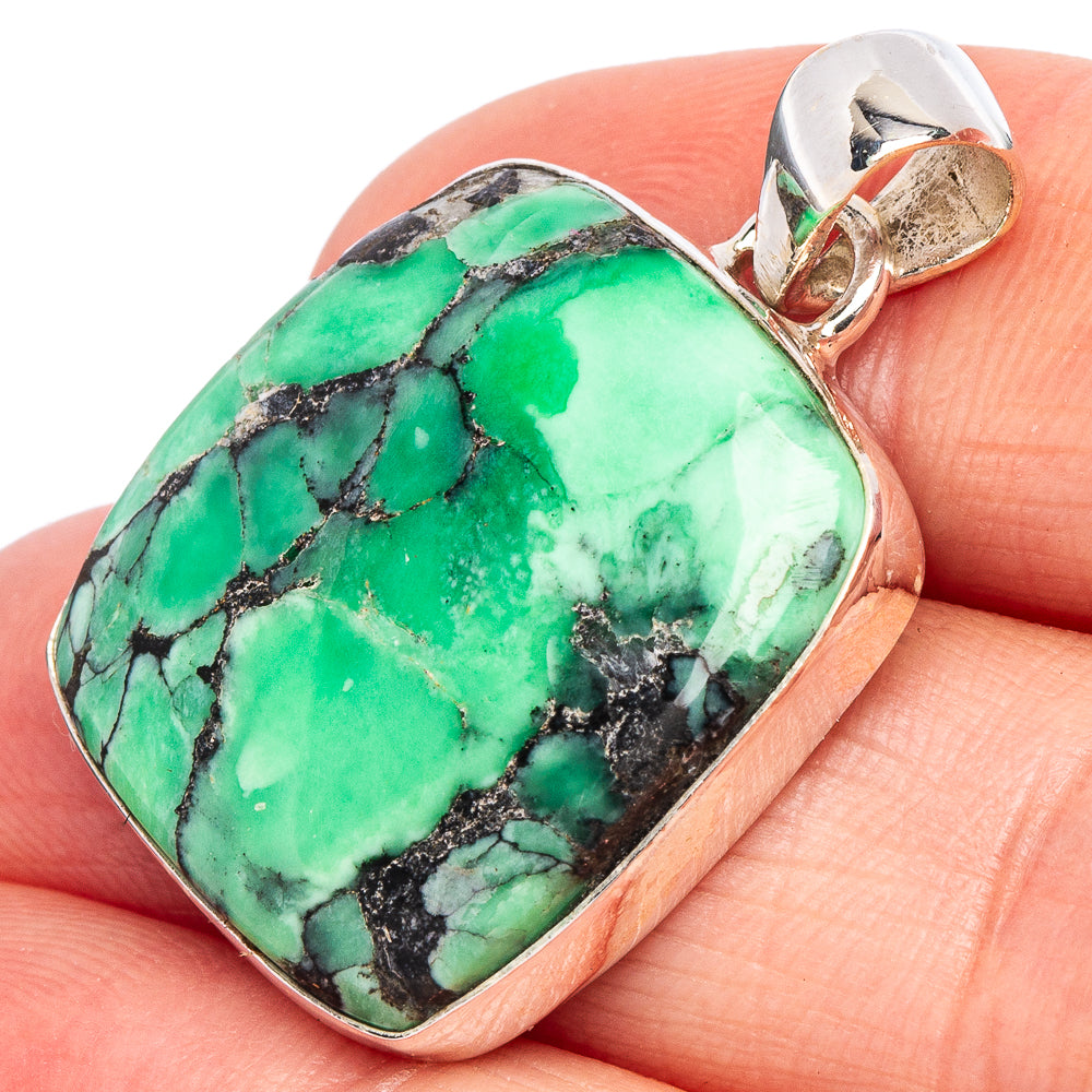 Black Bridge Variscite Pendant 1 1/4" (925 Sterling Silver) P44938
