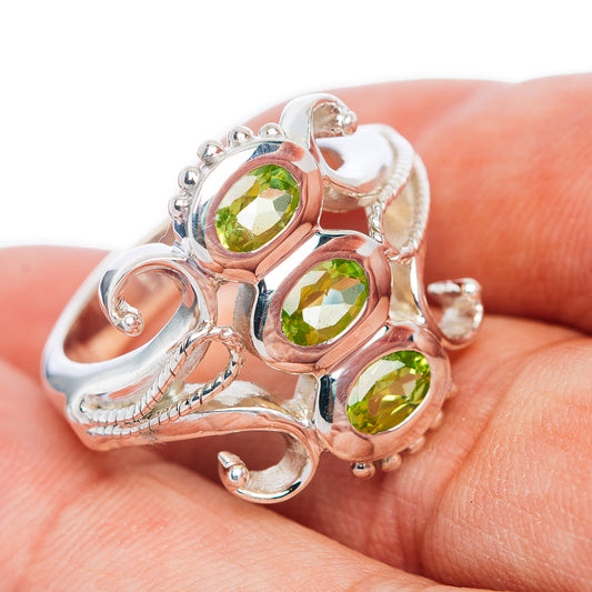 Premium 3-Gemstone Peridot Ring Size 8.75 (.925 Sterling Silver)