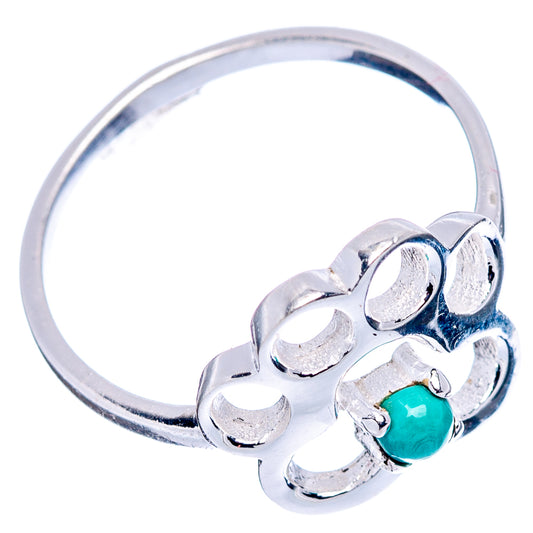 Sterling silver paw ring with round turquoise gemstone and open shank band