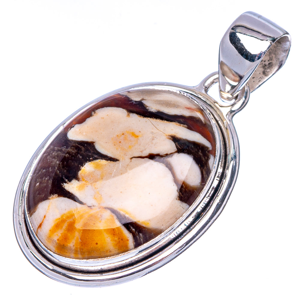 925 sterling silver oval jasper pendant with multicolor cabochon and polished bail