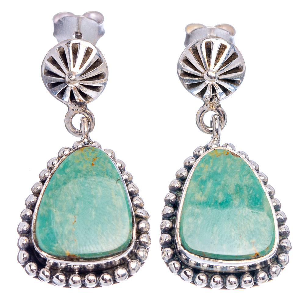 Native Style Royston Turquoise Earrings 1 1/4" (.925 Sterling Silver)