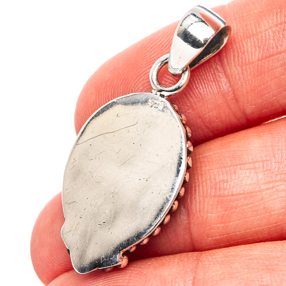 Green Aurora Opal Pendant 1 3/8" (.925 Sterling Silver)