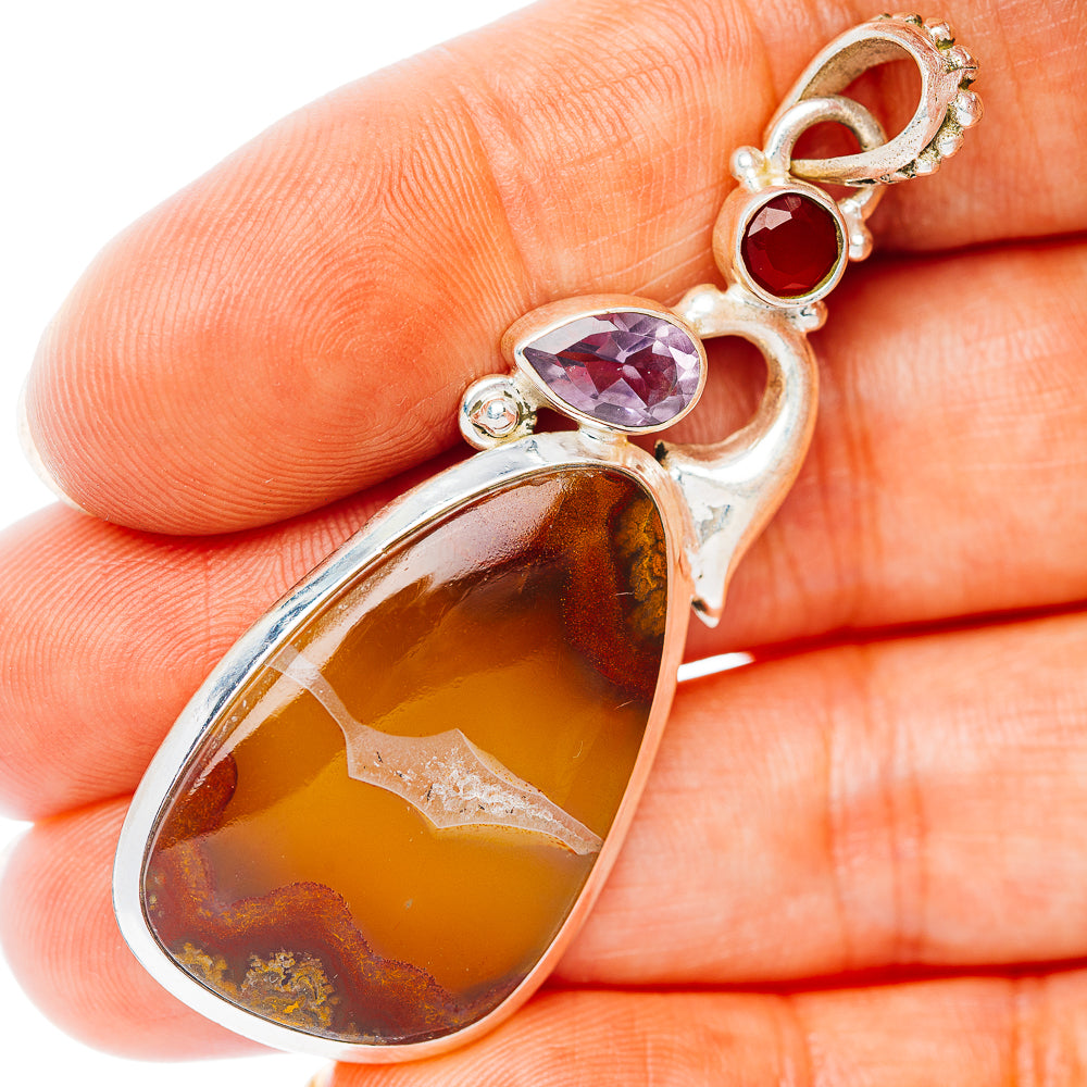Moroccan Agate Pendant 2 1/4" (.925 Sterling Silver)