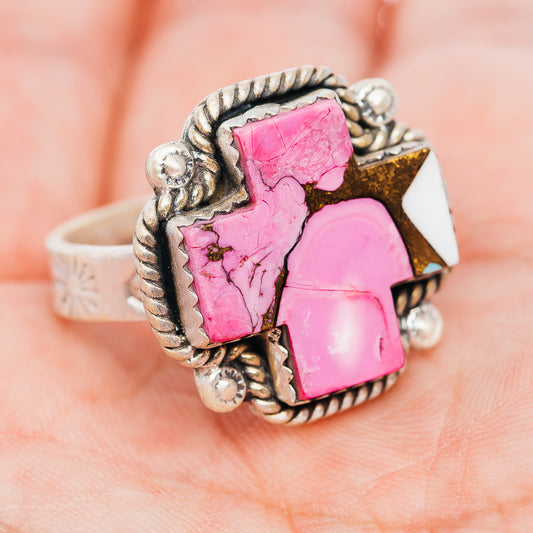 Exclusive Cotton Candy Turquoise Cross Ring Size 10 Adjustable (.925 Sterling Silver)