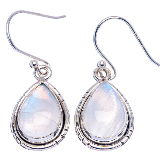 Teardrop moonstone earrings in .925 sterling silver with drop dangle and fishhook backs