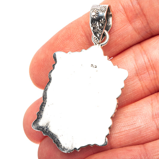 Exclusive Southwestern Style Hubei Turquoise Pendant 1 7/8" (.925 Sterling Silver)