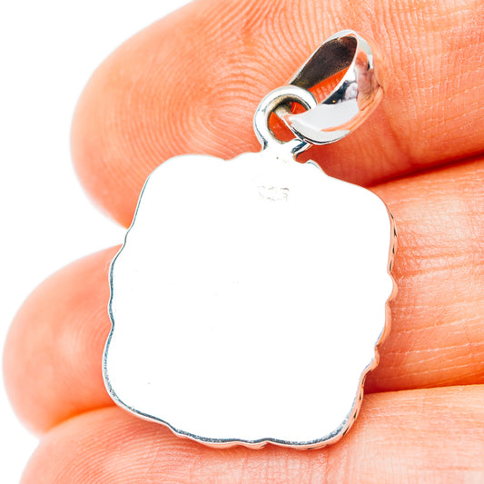 Southwestern Style Kingman Turquoise Pendant 1 1/4" (.925 Sterling Silver)