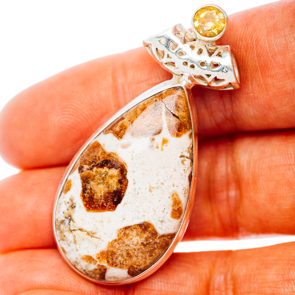 Spessartine Garnet, Citrine Pendant 1 7/8" (.925 Sterling Silver)