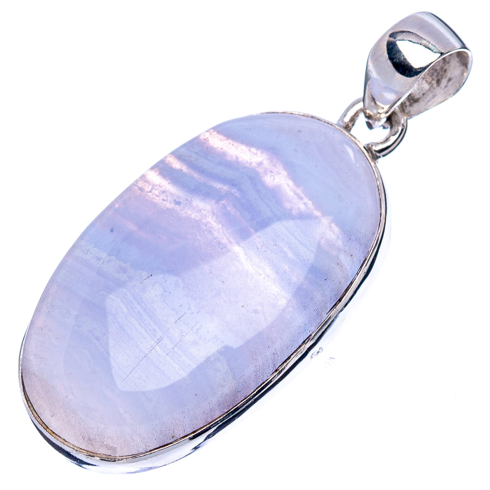 Blue Lace Agate Pendant 1 5/8" (925 Sterling Silver) P43191