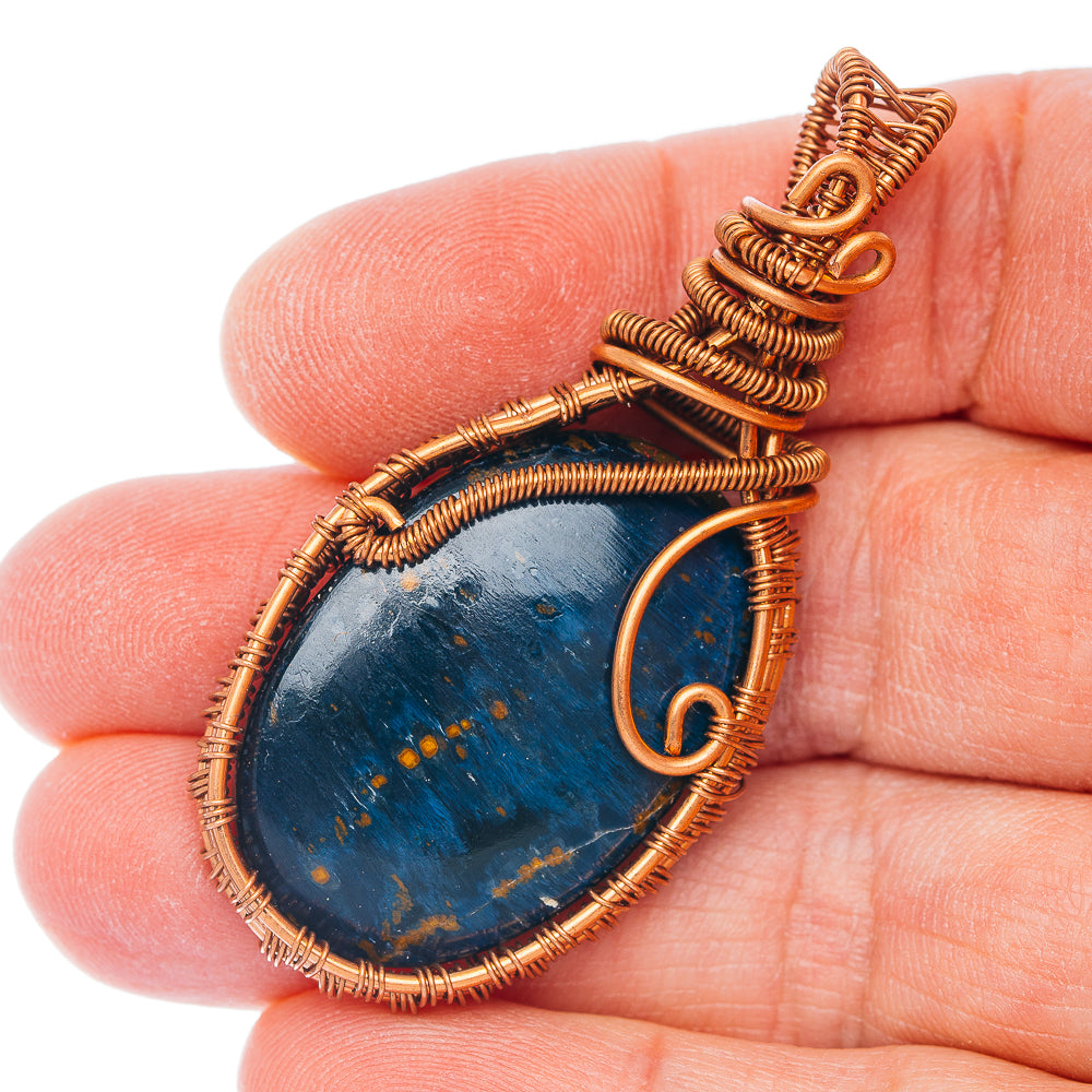 Pietersite Wire Warp Pendant 2" (Copper)