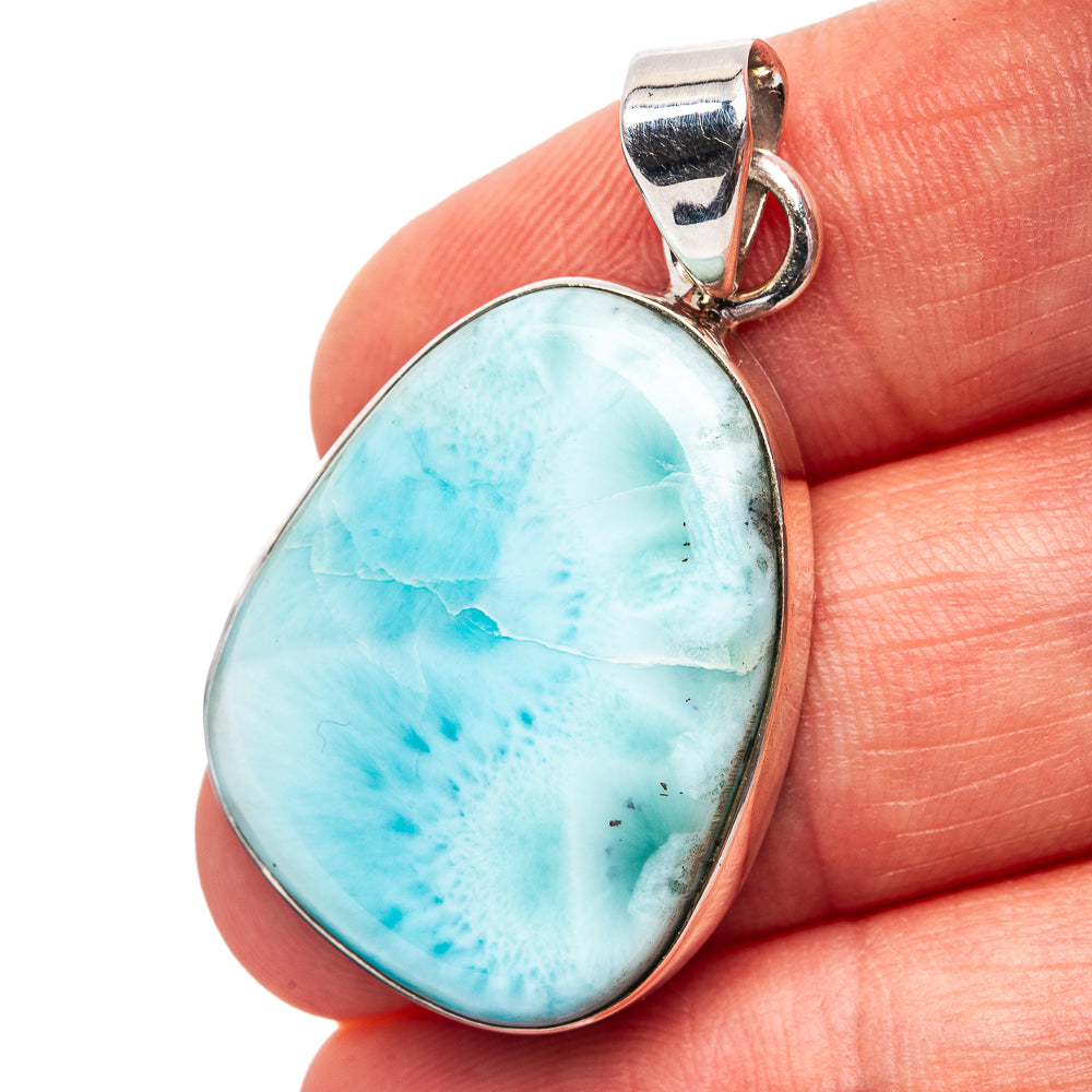 Premium Larimar Pendant 1 1/2" (.925 Sterling Silver)