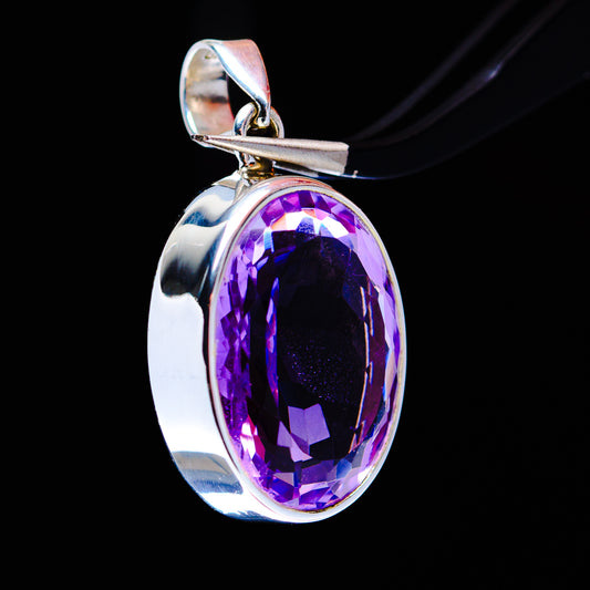 20.8ct Faceted Brazilian Amethyst Pendant 1 1/4" (.925 Sterling Silver)