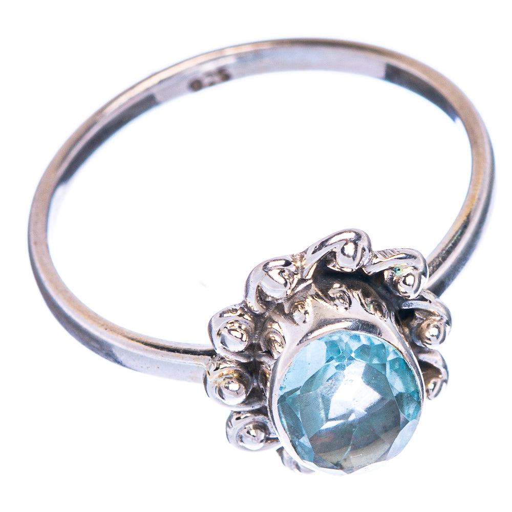Blue Topaz Dainty Ring Size 7.75 (925 Sterling Silver) R1075
