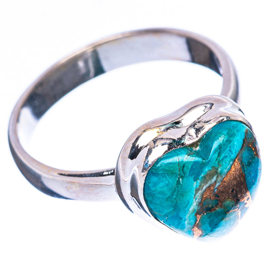 Blue Copper Turquoise Heart Ring Size 6.75 (925 Sterling Silver) R4112
