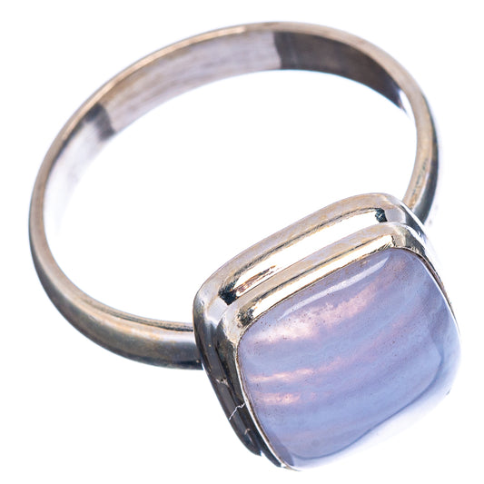 Labradorite ring with square bezel-set stone and .925 sterling silver band