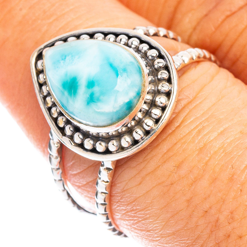Rare Larimar Ring Size 8 (925 Sterling Silver) R7893