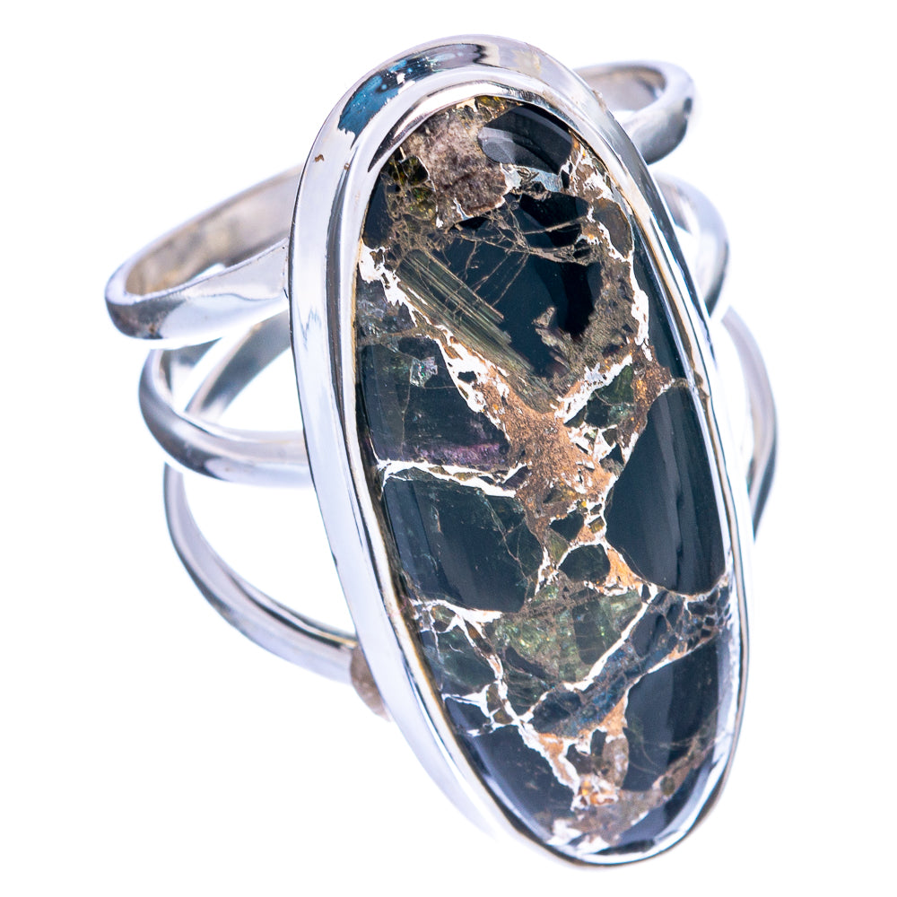 925 sterling silver oval ring with dark black onyx-style cabochon and bezel setting